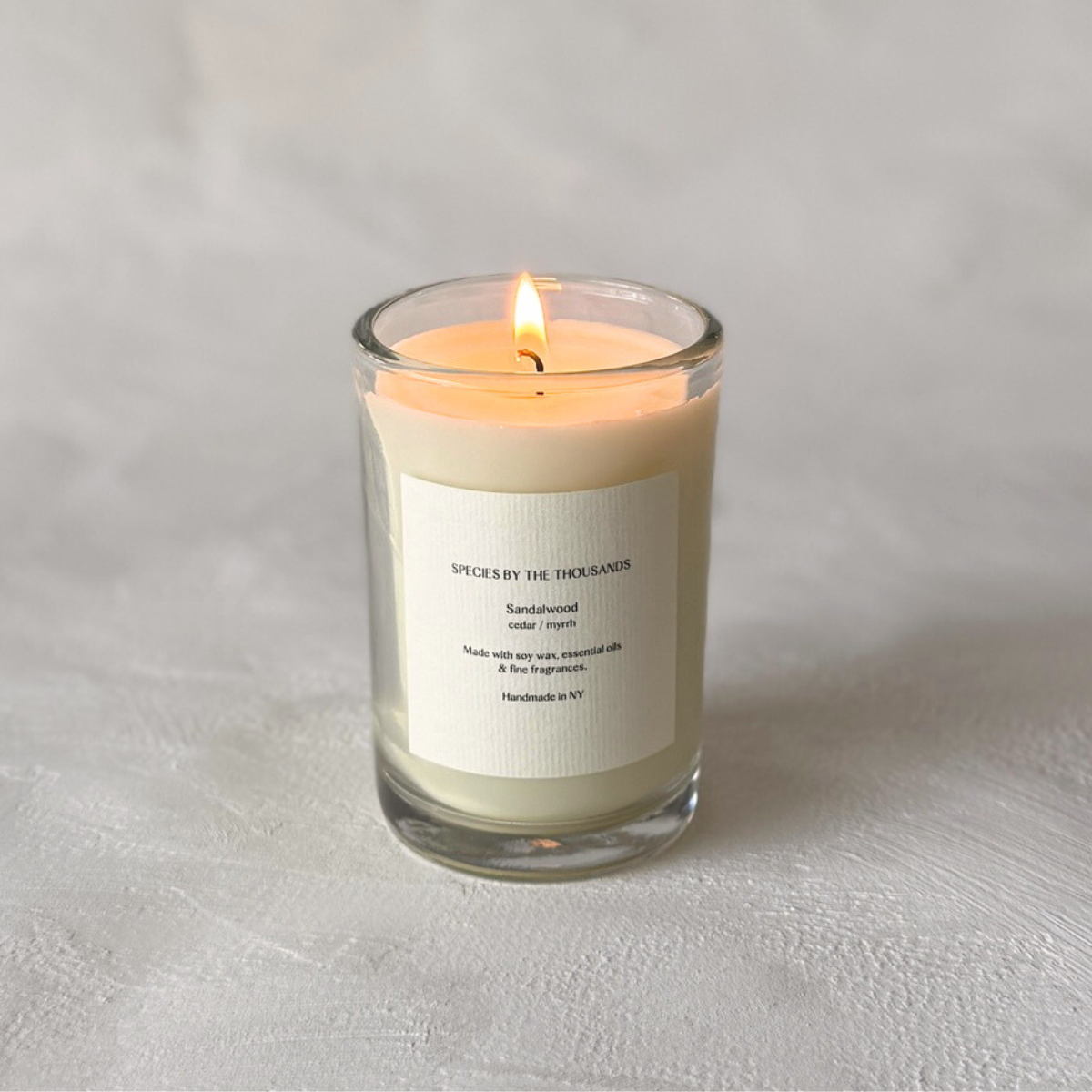 Sandalwood, Cedar+ Myrrh Handcrafted Soy Candle · Species by the Thousands
