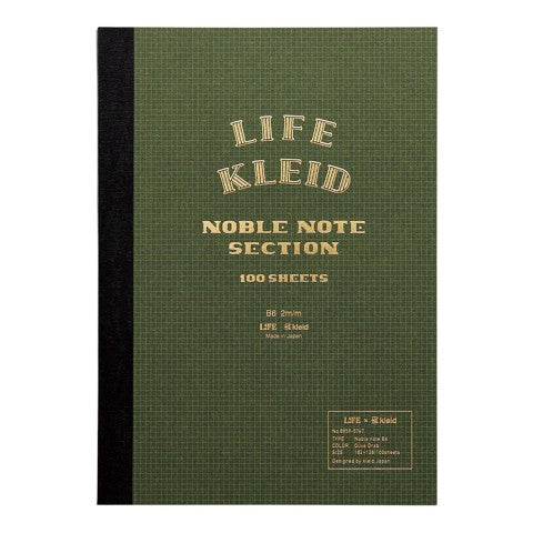 Kleid x Life Noble Note B6 Notebook - Olive