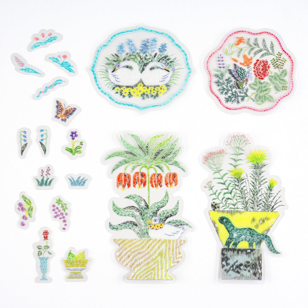 iyo okumi: Transparent Embroidery Sticker Set 《My Garden》 · Hobonichi