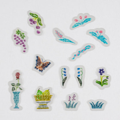 iyo okumi: Transparent Embroidery Sticker Set 《My Garden》 · Hobonichi