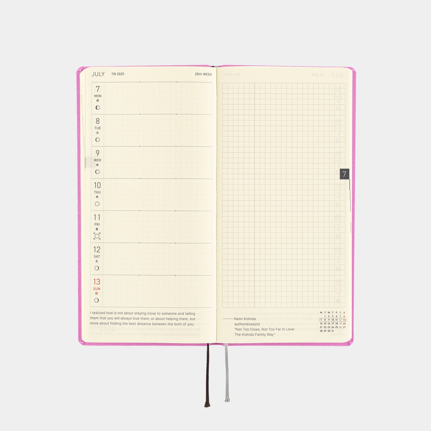 Colors: Sweet Purple · 2025 Japanese Hobonichi Techo Weeks