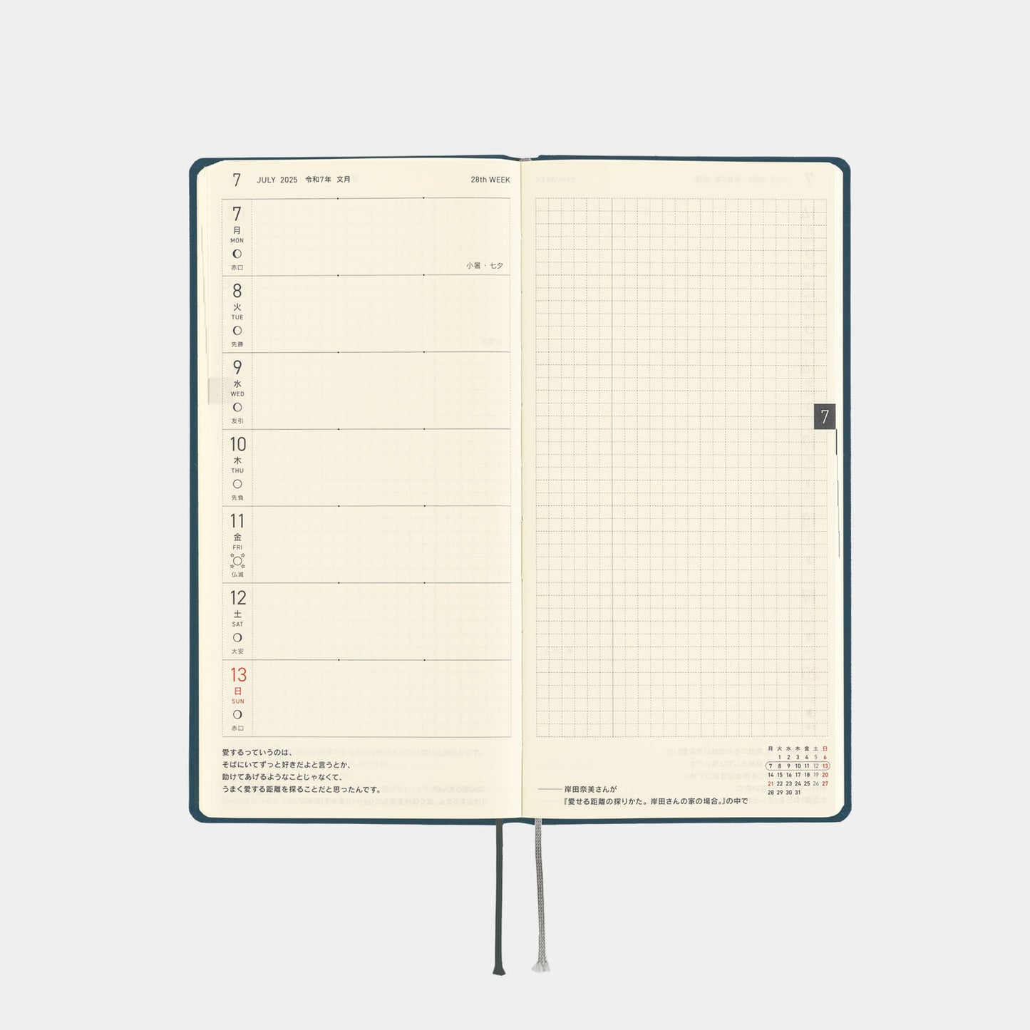 Colors: Star Dust · 2025 Japanese Hobonichi Techo Weeks