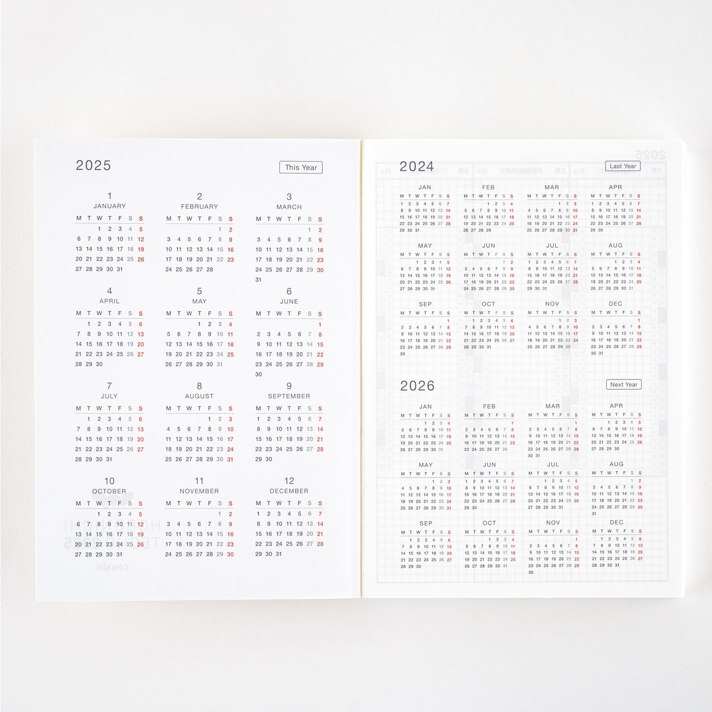 2025 Hobonichi Techo English Cousin Book (January Start)