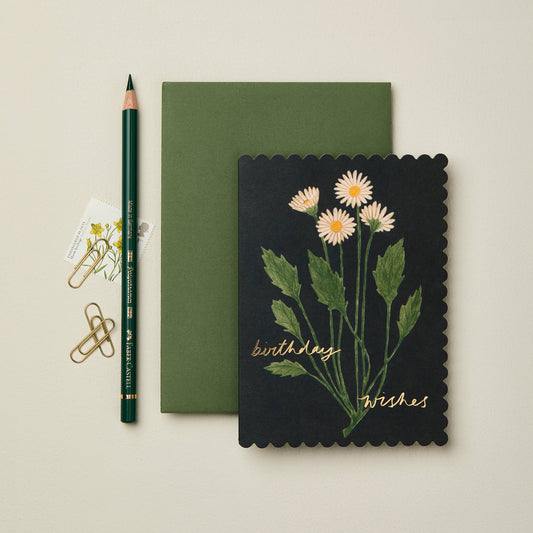 Botanical Daisy 'Birthday Wishes' Card · Wanderlust Paper Co