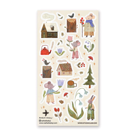 Woodsy Winter Mice Sticker Sheet