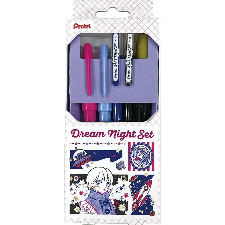 Pentel Dream Night Set Mattehop x Brush Pen Set (Limited Edition)