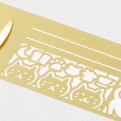 Cat Gold Bookmark Clip Ruler · Midori