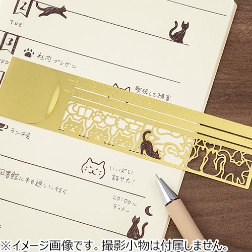 Cat Gold Bookmark Clip Ruler · Midori