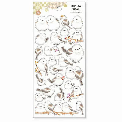 Long-Tailed Tit / Iroha Seal Sticker Sheet · Mind Wave