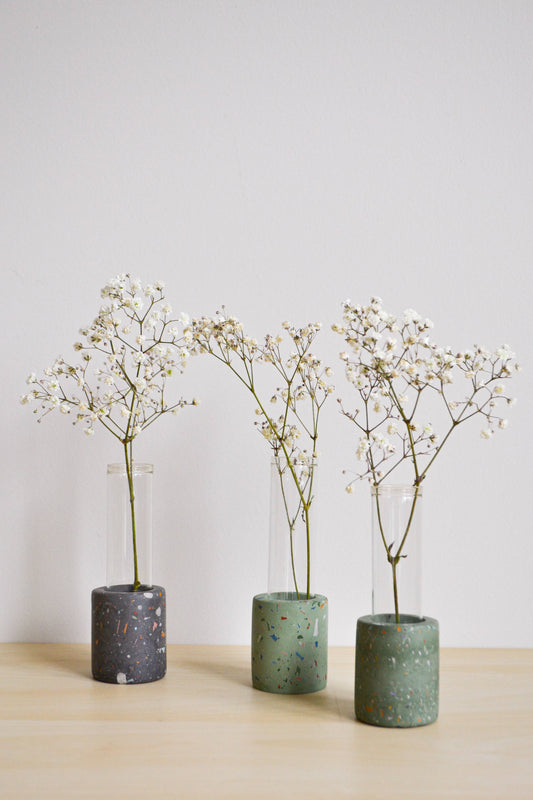 Zero Waste Terrazzo Single Propagation Test Tube Plant Stand: Peach