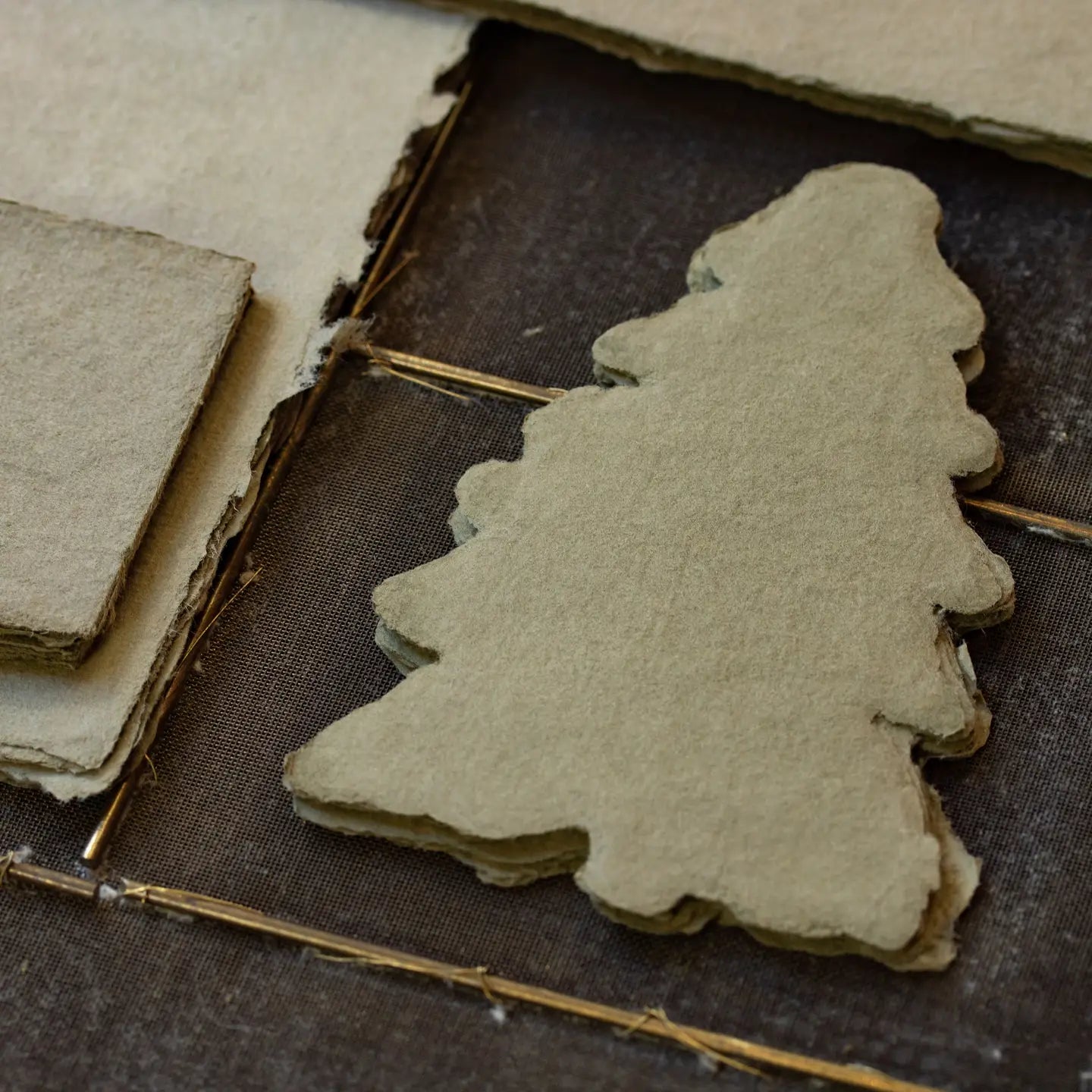 Evergreen Olive Handmade Paper Flat Note · Oblation Papers & Press