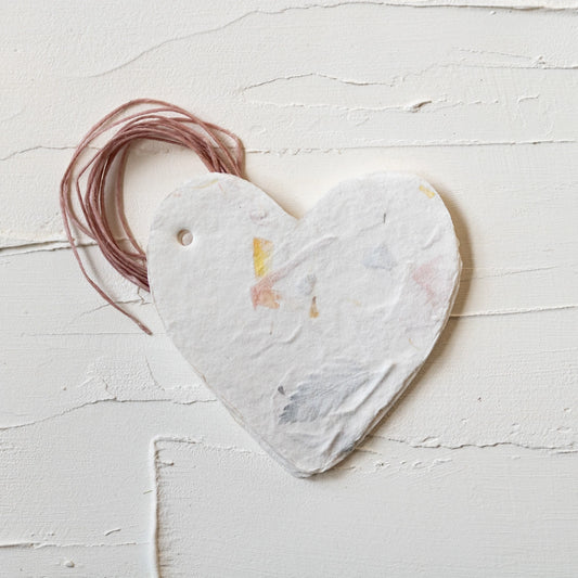 Floral Petite Handmade Paper Heart Tag · Oblation Papers & Press