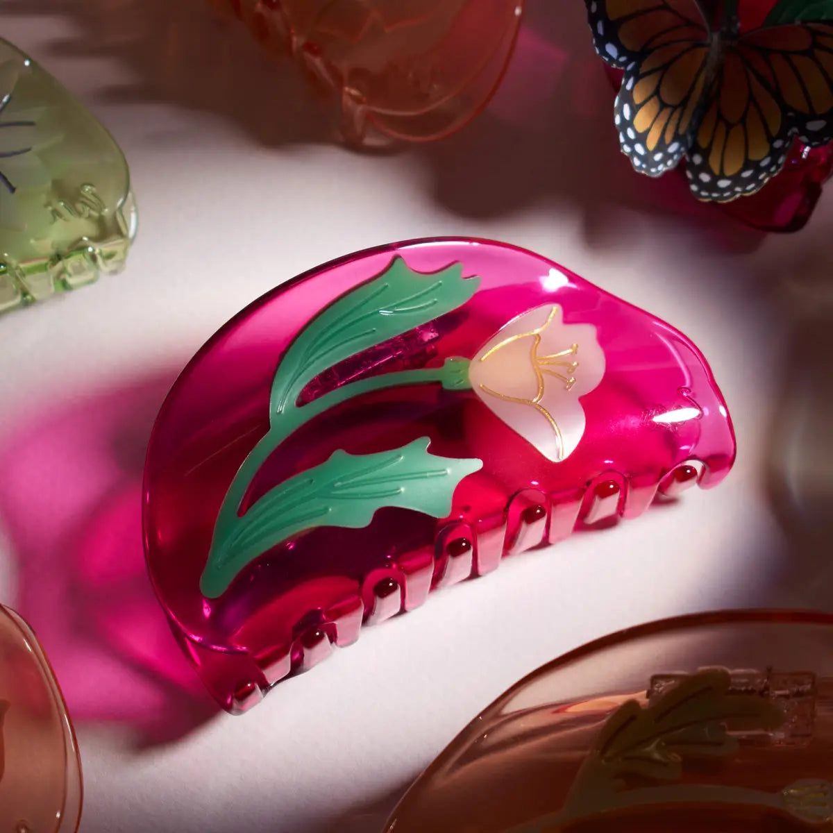 Fuchsia and Pink Mexican Primrose《Hair Claw》 · Winona Irene