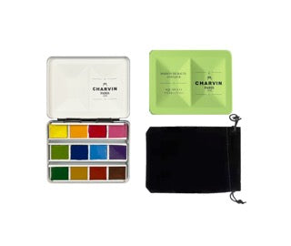 Aquarelle Extra Fine 12 Half Pans Vert Watercolor Box · Charvin Arts