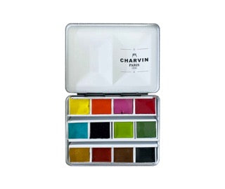 Aquarelle Extra Fine 12 Half Pans Vert Watercolor Box · Charvin Arts