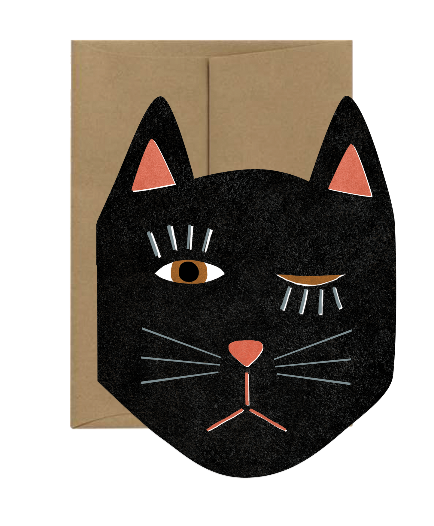 Black Cat Blink Die Cut Card · Isatopia