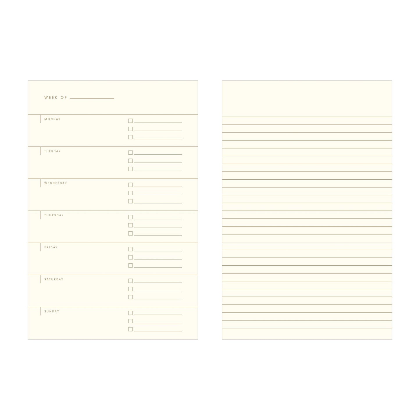 French Vanilla & Dark Green Ruler Grid Undated Weekly Planner · Ruff House Print Shop