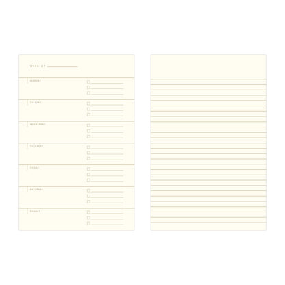 French Vanilla & Dark Green Ruler Grid Undated Weekly Planner · Ruff House Print Shop
