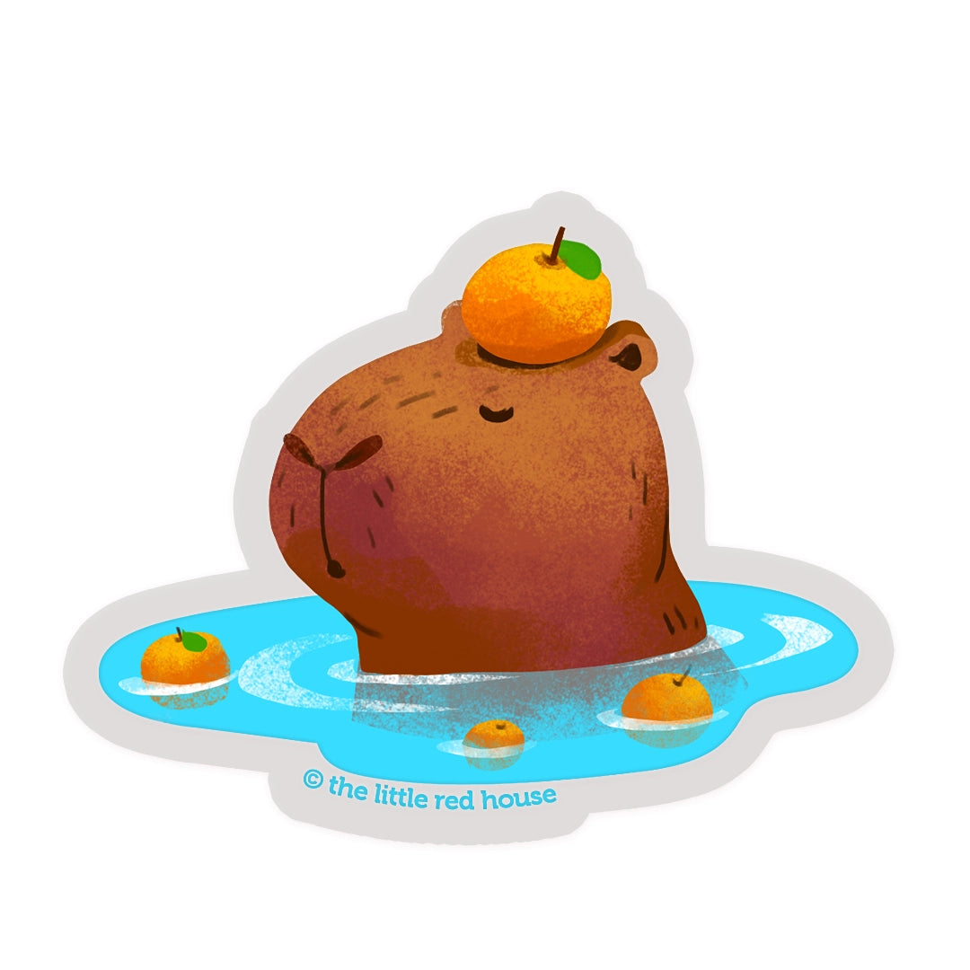 Capybara Onsen Clear Vinyl Sticker · The Little Red House