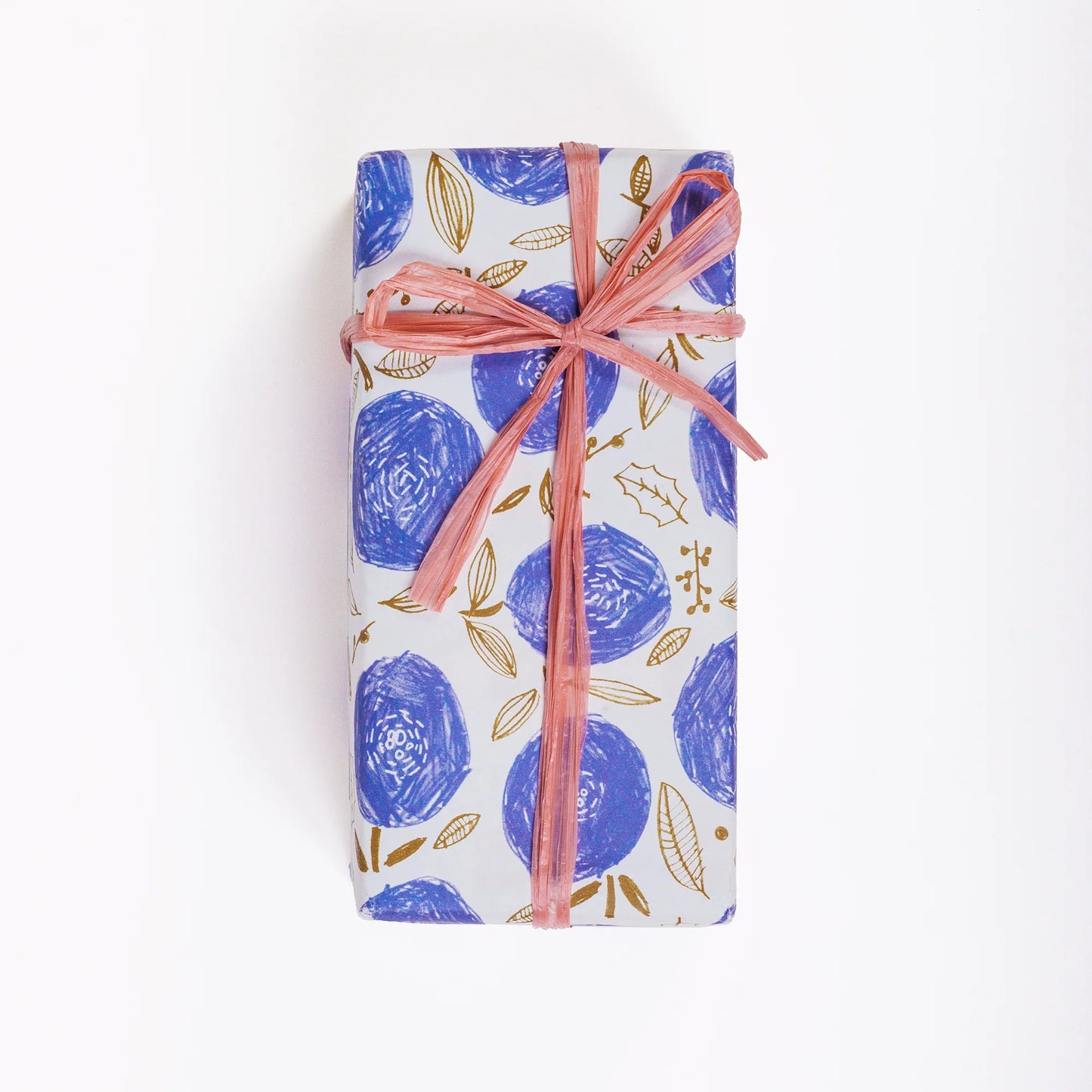 Blue and Yellow Ocher Flower Pattern Wrapping Paper · Regaro Papiro