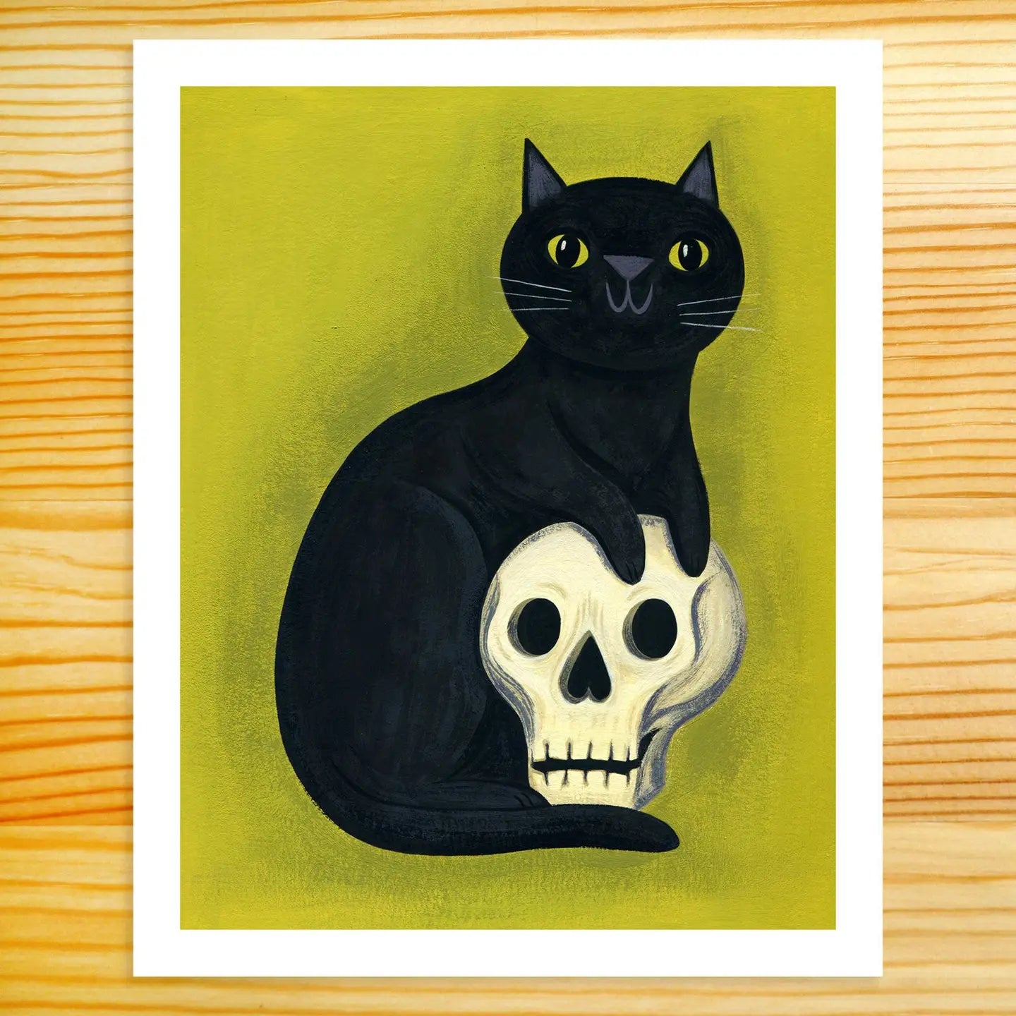 Black Cat & Skull Art Print · Nellie Le