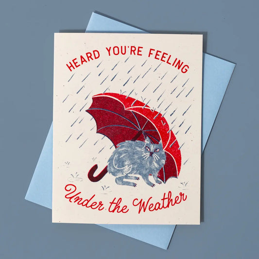 Under the Weather Cat Risograph Card · Bromstad Printing Co.