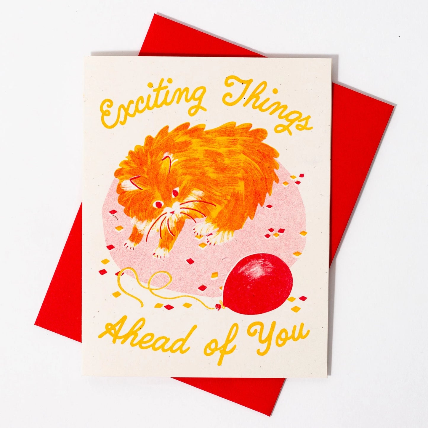 Exciting Things Ahead of You Cat Risograph Card · Bromstad Printing Co.