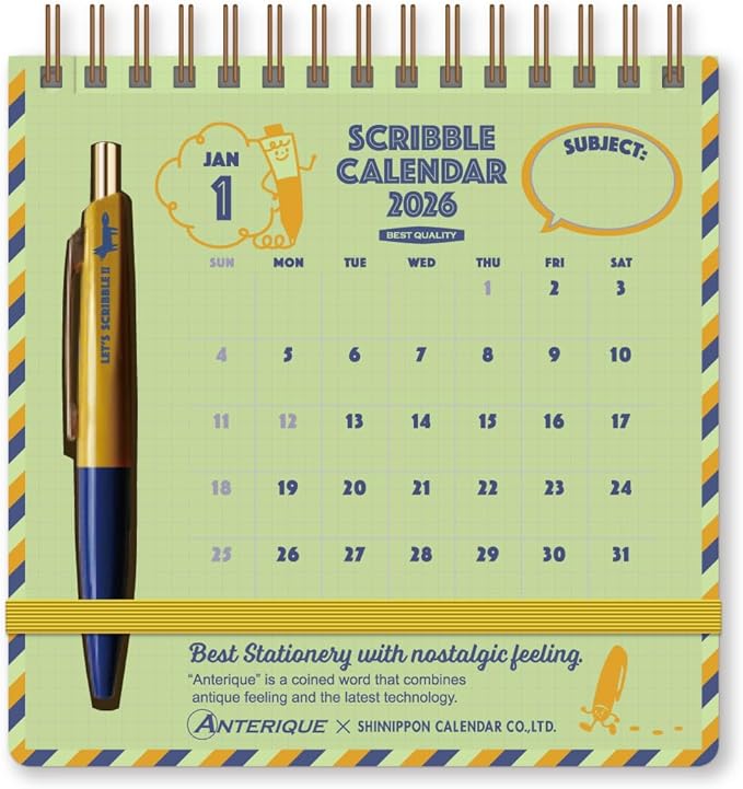 Retro 2026 Scribble Calendar · Anterique