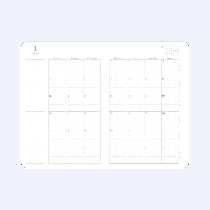 2025 Stalogy B6 Slim Black Monthly Diary