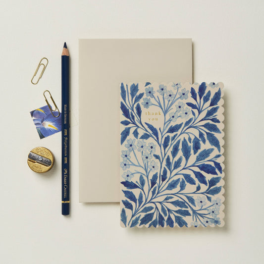 Blue Flora 'Thank You' Card · Wanderlust Paper Co