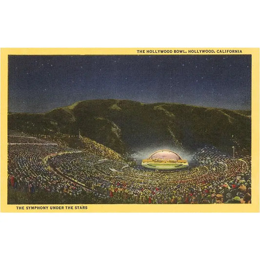 Hollywood Bowl At Night · Vintage Image Postcard