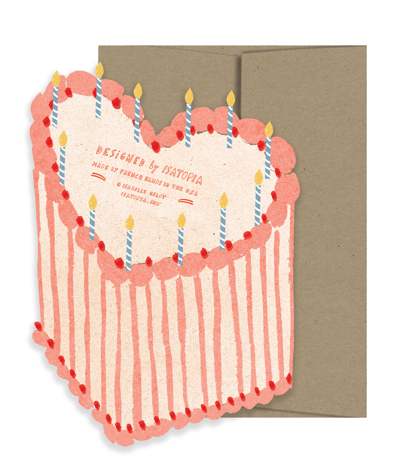 Heart Cake Birthday Die Cut Card · Isatopia