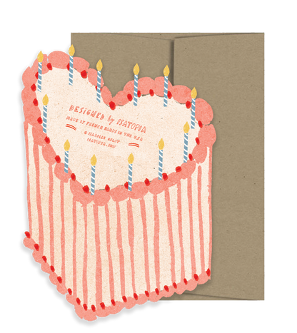Heart Cake Birthday Die Cut Card · Isatopia