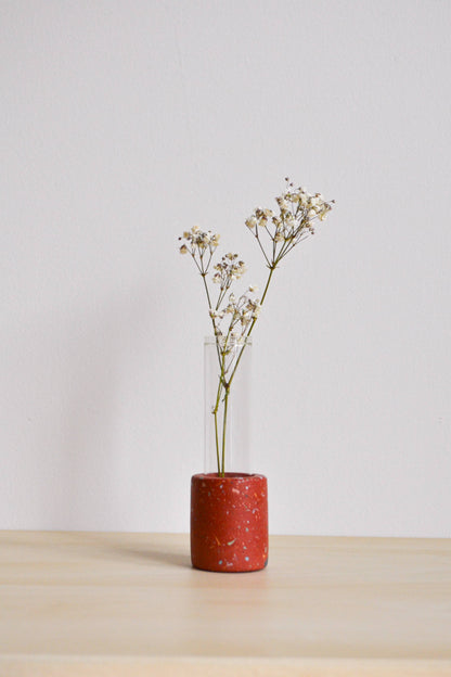 Zero Waste Terrazzo Single Propagation Test Tube Plant Stand: Peach