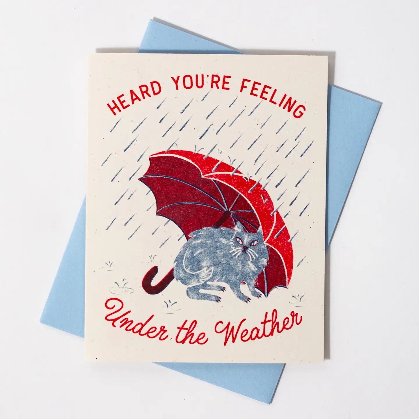 Under the Weather Cat Risograph Card · Bromstad Printing Co.