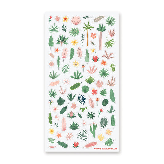 Tropical Flora Stamps Sticker Sheet