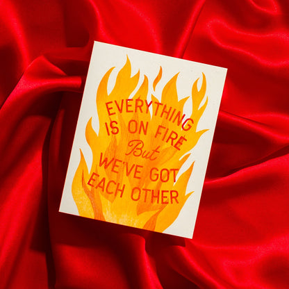 Everything Is On Fire Risograph Card  · Bromstad Printing Co.