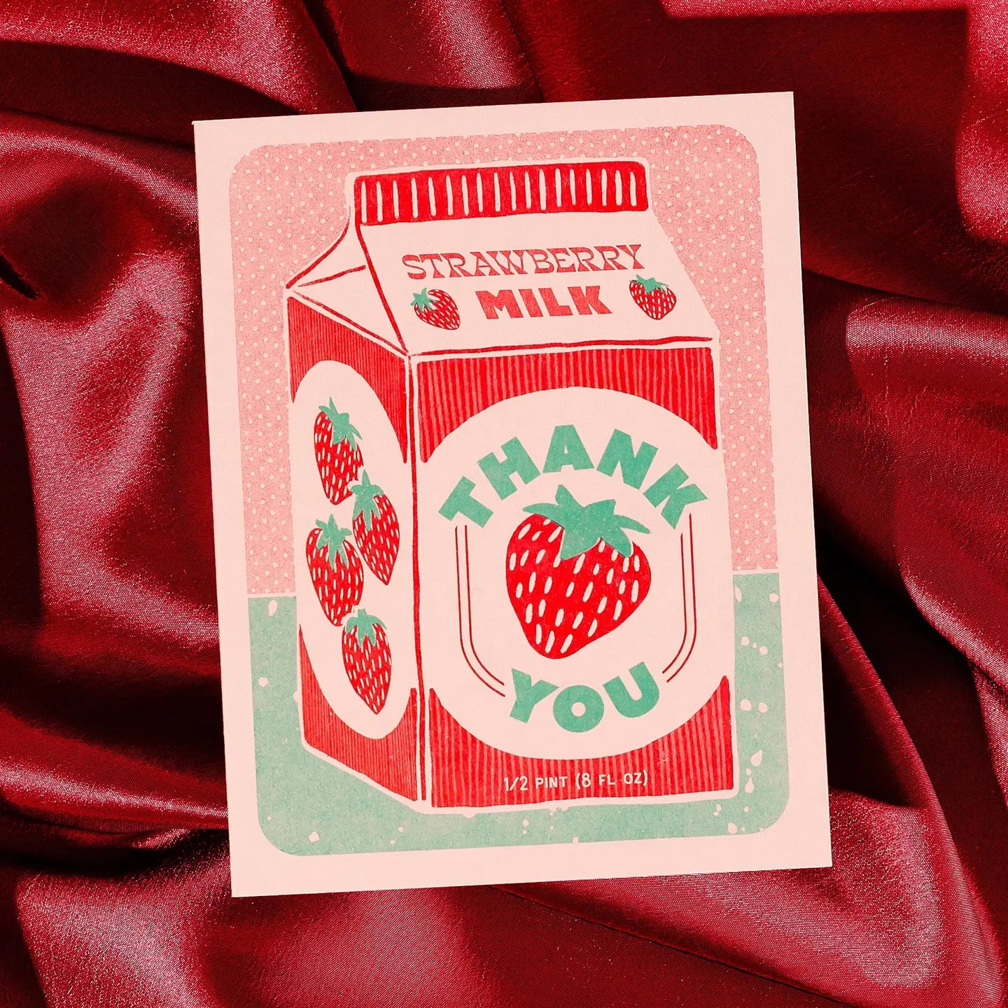 Strawberry Milk Thank You Risograph Card  · Bromstad Printing Co.