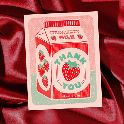 Strawberry Milk Thank You Risograph Card  · Bromstad Printing Co.