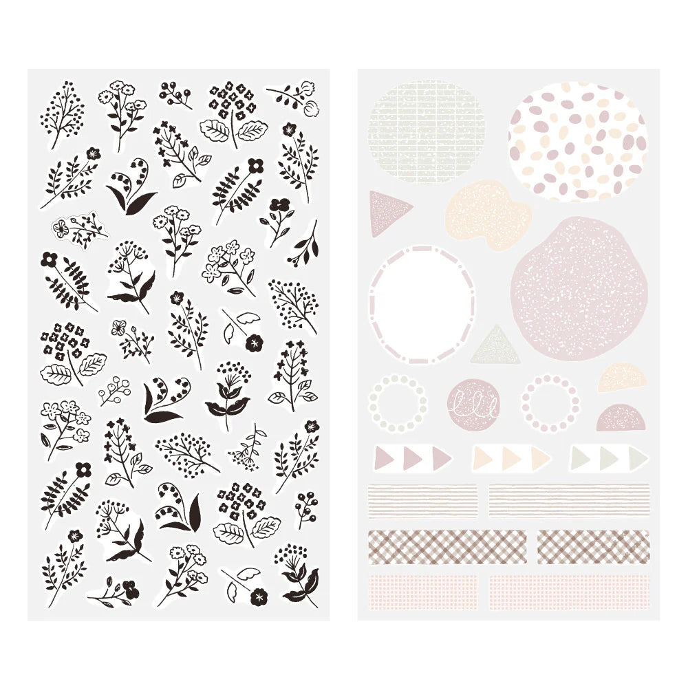 Monotone Flowers Planner Sticker Sheet · Midori