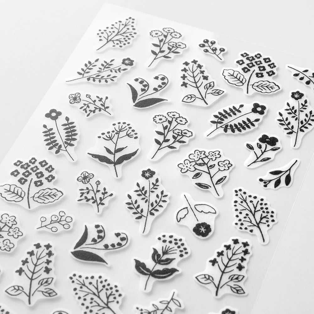 Monotone Flowers Planner Sticker Sheet · Midori