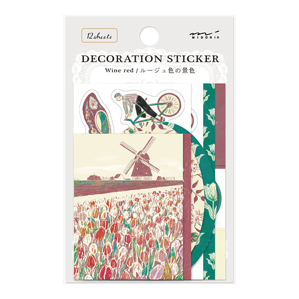 Dark Red Decoration Sticker Set · Midori