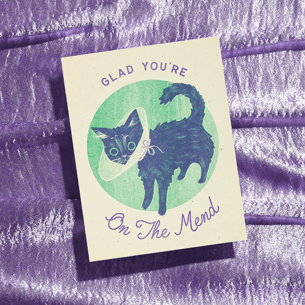 Glad You Are On The Mend Risograph Card  · Bromstad Printing Co.