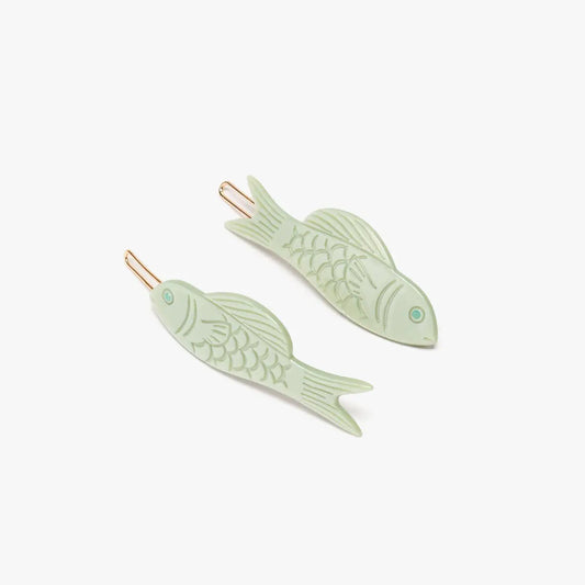 Jade Green Fish Acetate  Barrette Clip Set · Winona Irene
