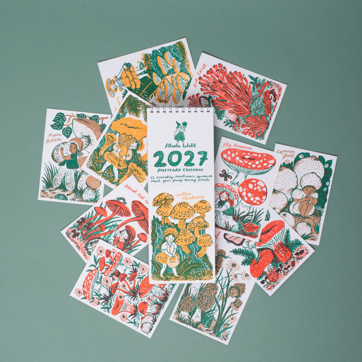 2027 Gnomes & Mushrooms Postcard Wall Calendar · Phoebe Wahl & Egg Press