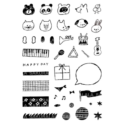 963hanko x Sakuralala Animal Band Clear Stamps · Sakuralala
