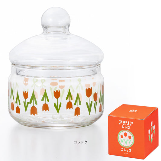 Retro Glass Kitchen Container Flowers