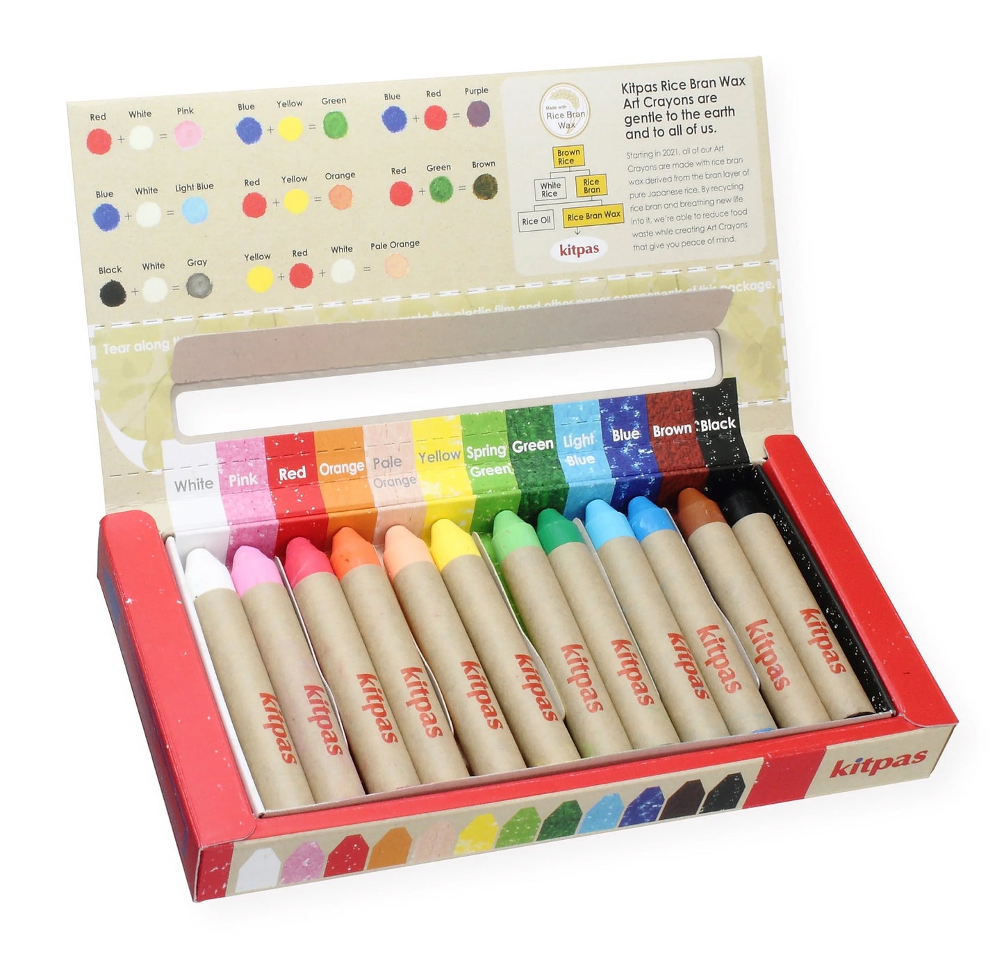 Kitpas Rice Bran Wax Art Crayons《12 Color Set》
