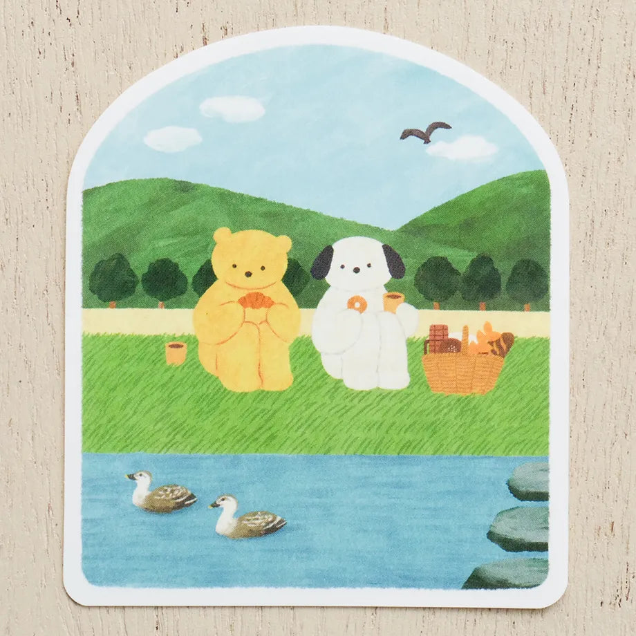 sticker stickers bear dog picnic park landscape mountain duck pond lake