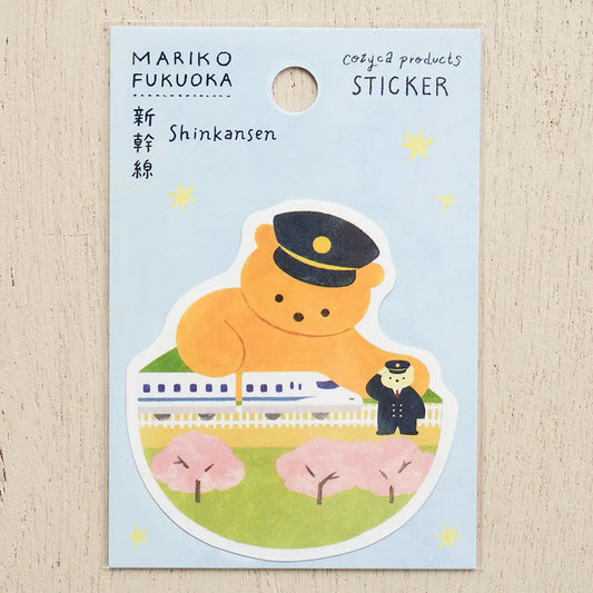 sticker stickers bear train speed rail bullet subway conductor cherry blossom